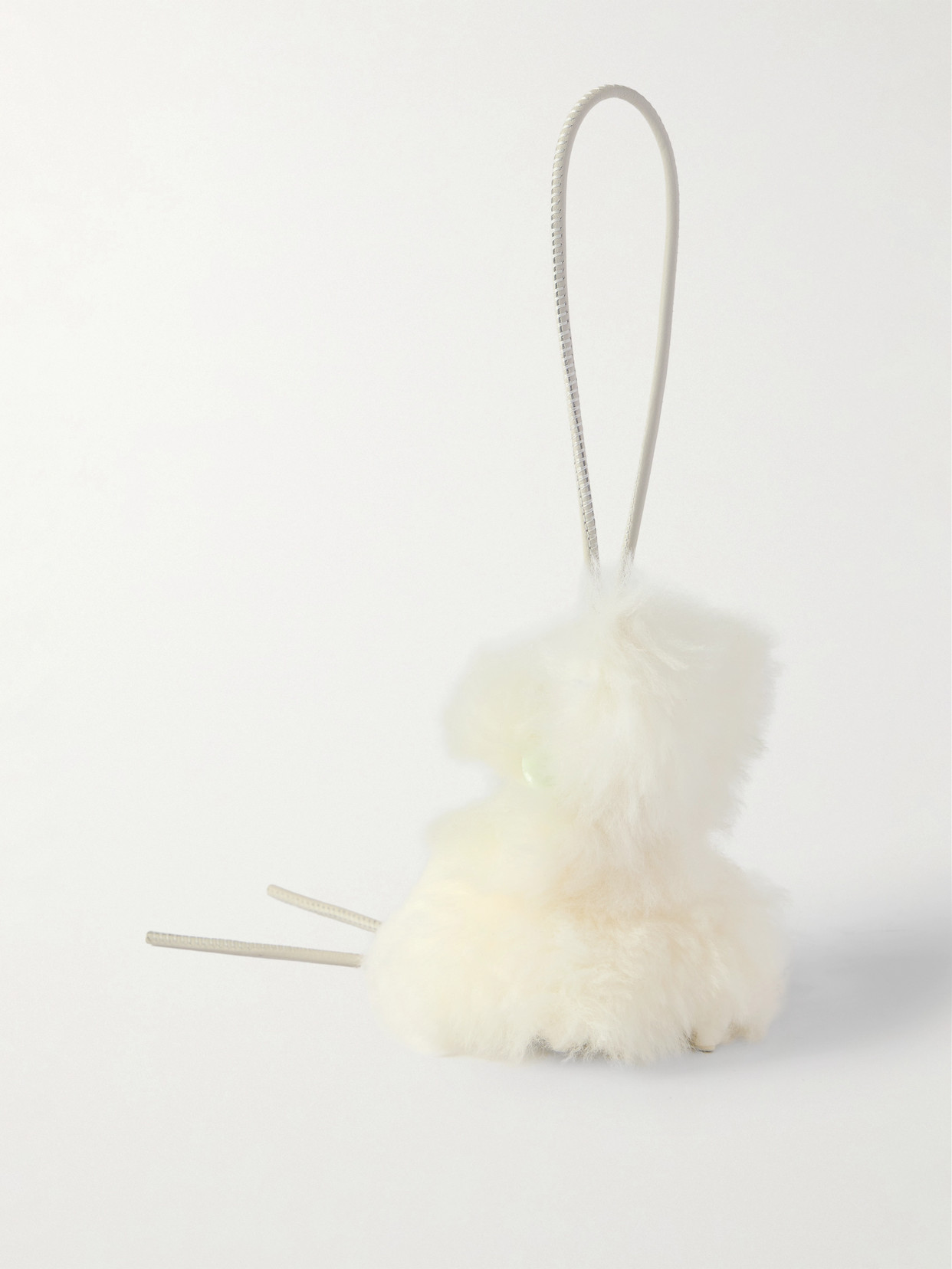 Loewe Bunny Puzz Shearling And Acetate Bag Charm In White