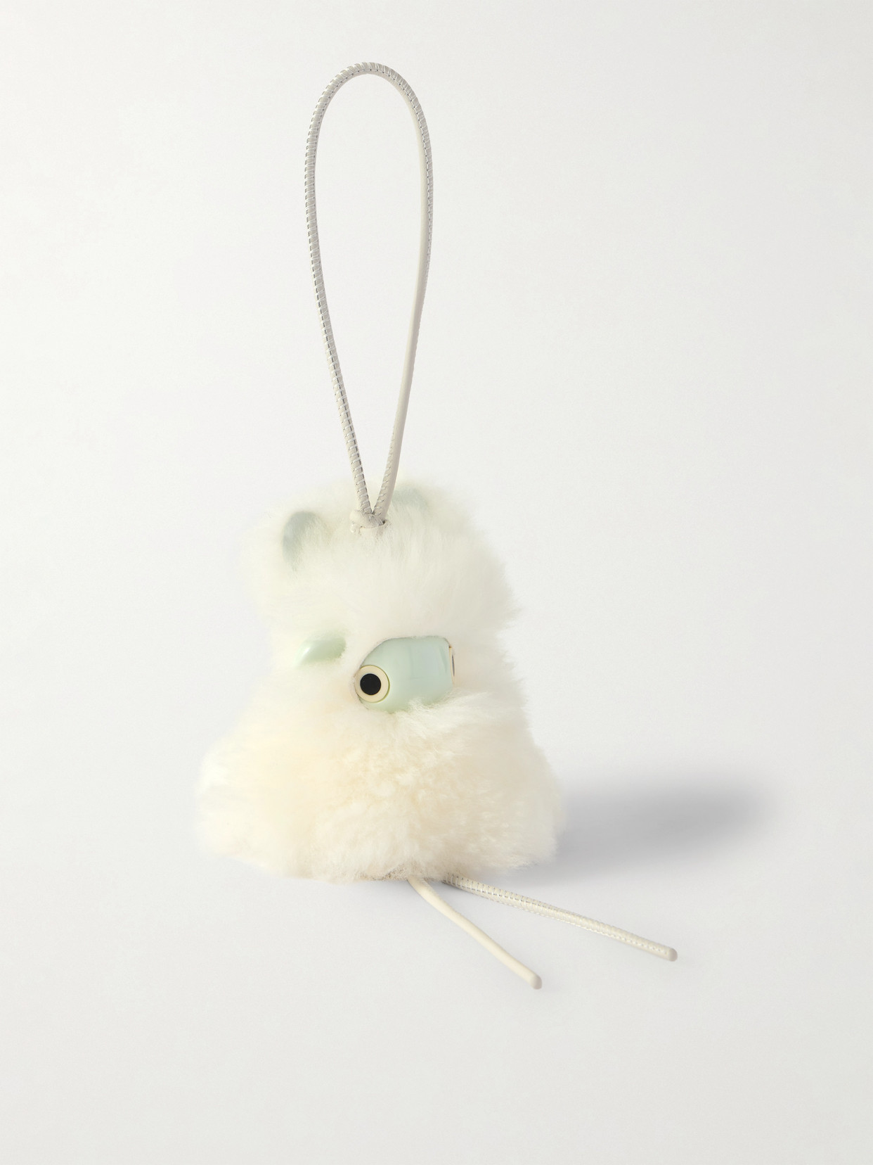 Loewe Bunny Puzz Shearling And Acetate Bag Charm In White