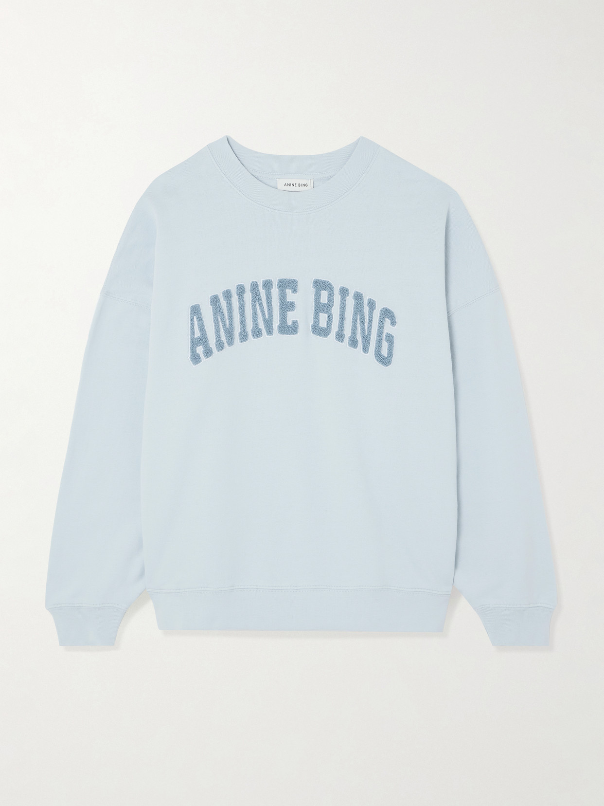 Anine Bing Miles Oversized Appliquéd Cotton-jersey Sweatshirt In Blue