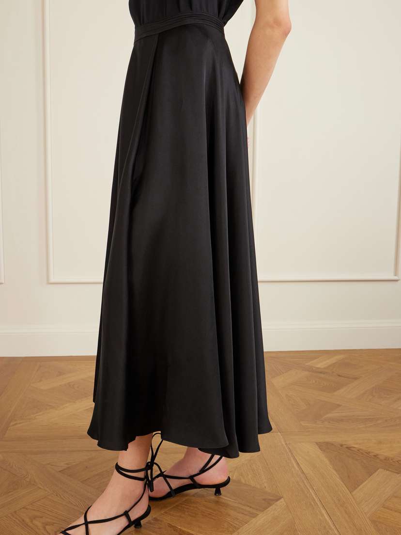 Anine Bing | Black | Christina Silk-blend Satin Midi Skirt_ | $40