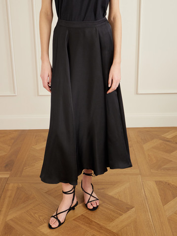 ANINE BING Christina silk-blend satin midi skirt