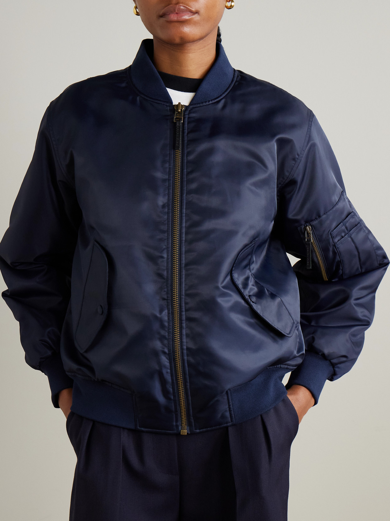 Anine Bing Leon Padded Shell Bomber Jacket In Blue