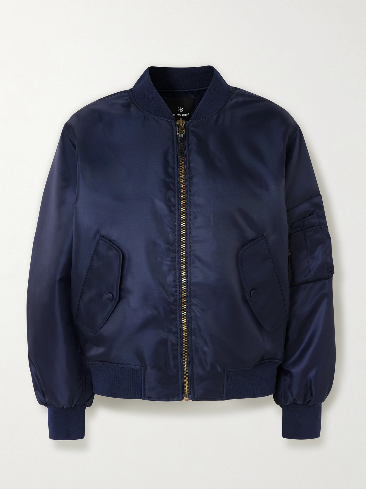 Anine Bing Leon Padded Shell Bomber Jacket In Blue