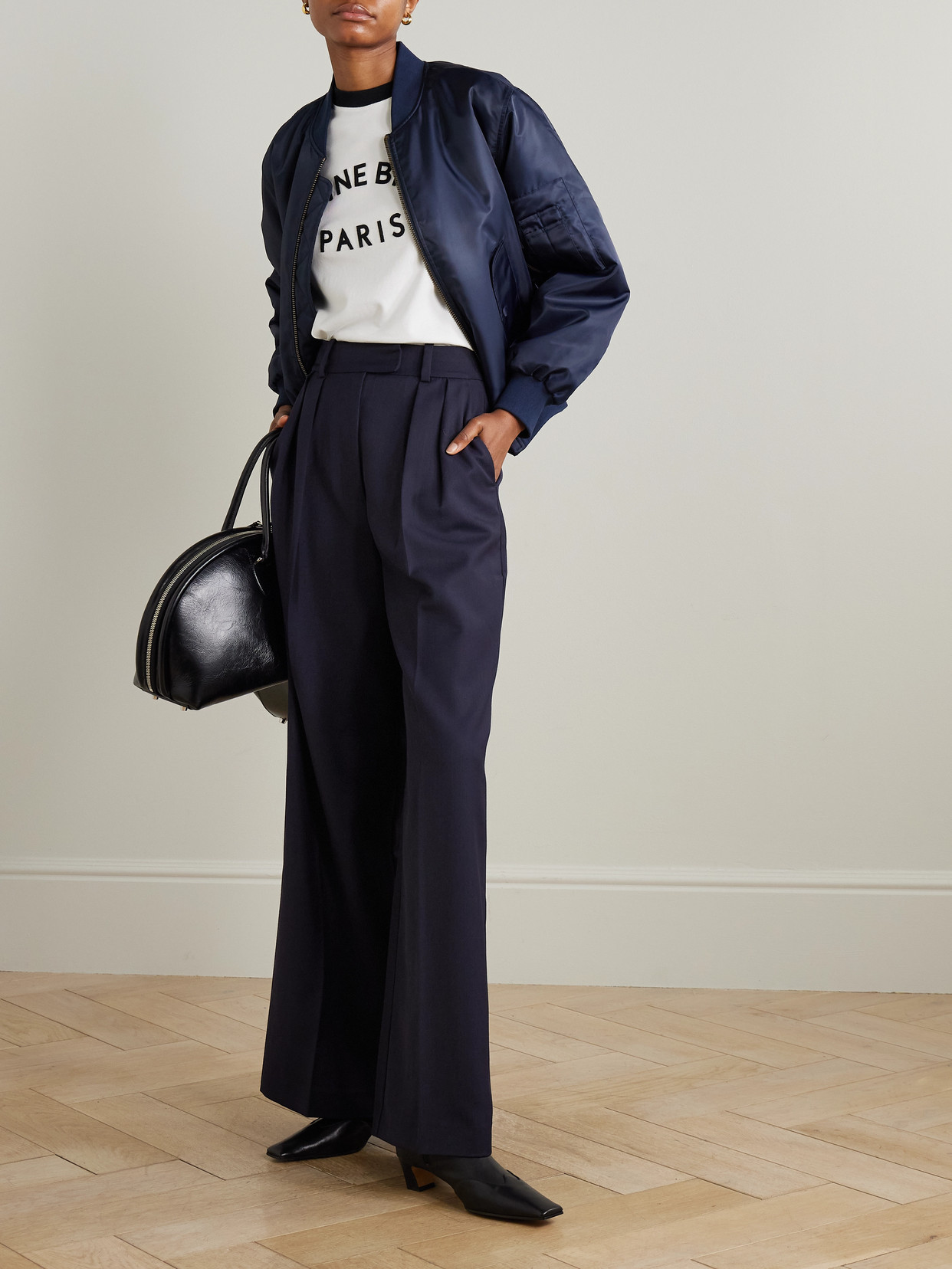 Anine Bing Leon Padded Shell Bomber Jacket In Blue