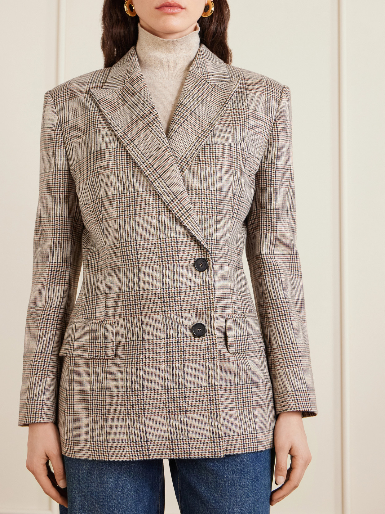 Anine Bing Asymmetric Prince Of Wales Jacket Women In Gray