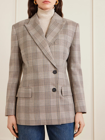 ANINE BING Aretha checked wool blazer