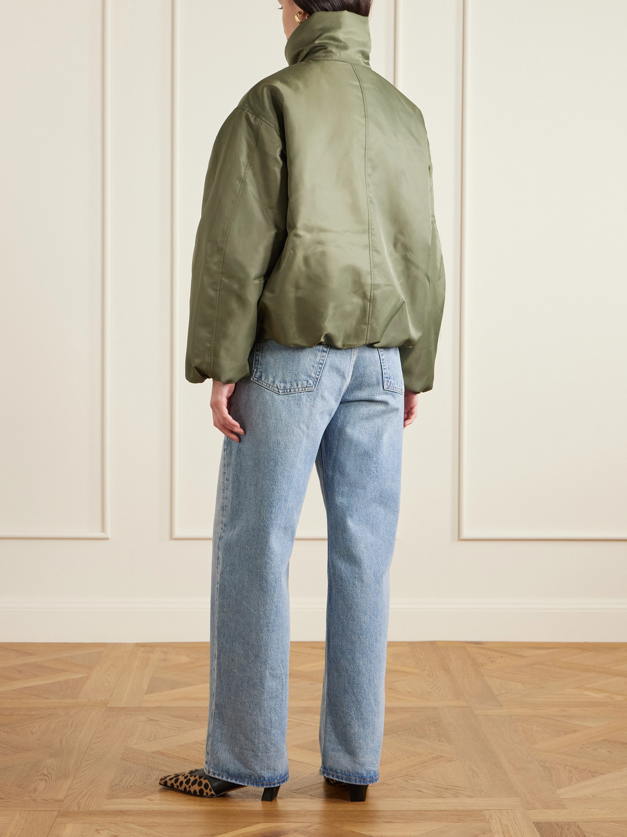 Anine Bing Cyrus Shell Bomber Jacket In Green