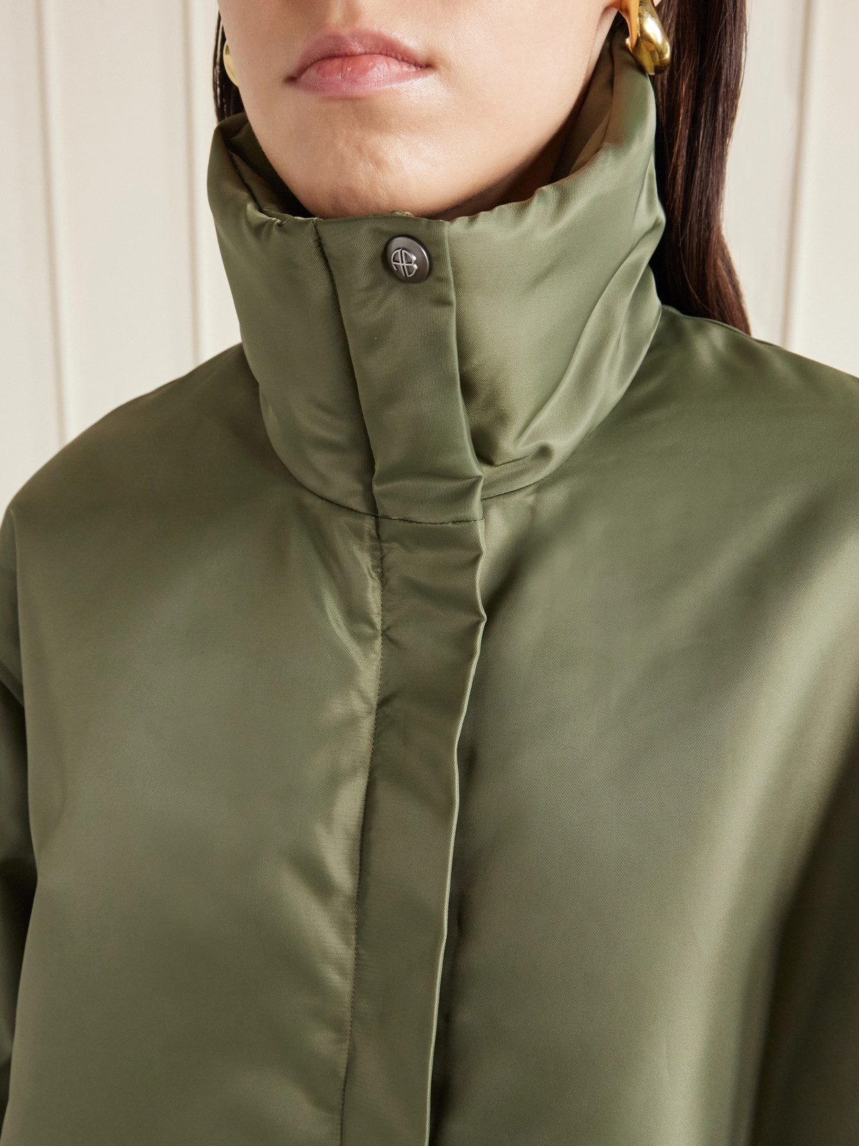 Anine Bing Cyrus Shell Bomber Jacket In Green