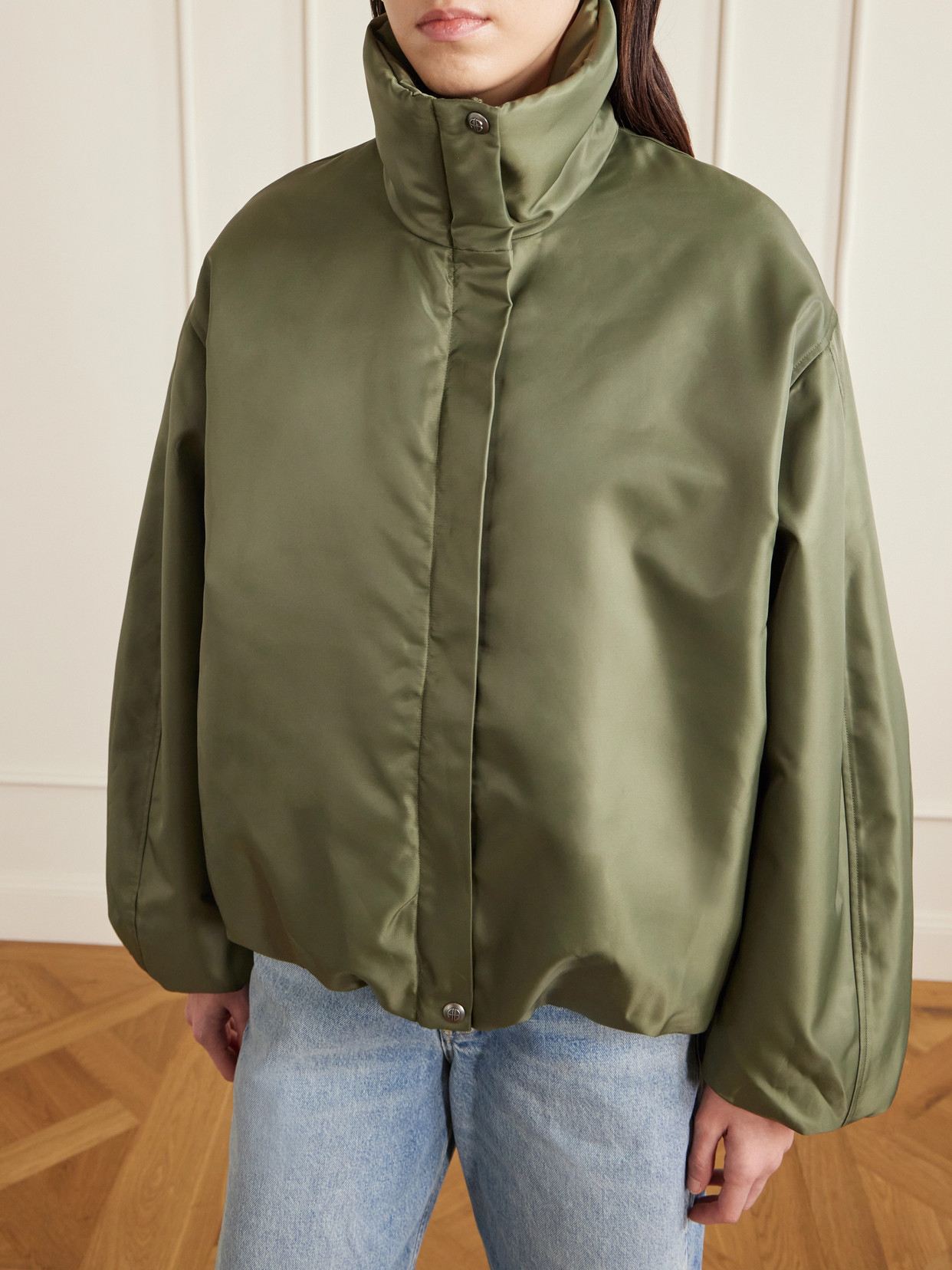 Anine Bing Cyrus Shell Bomber Jacket In Green