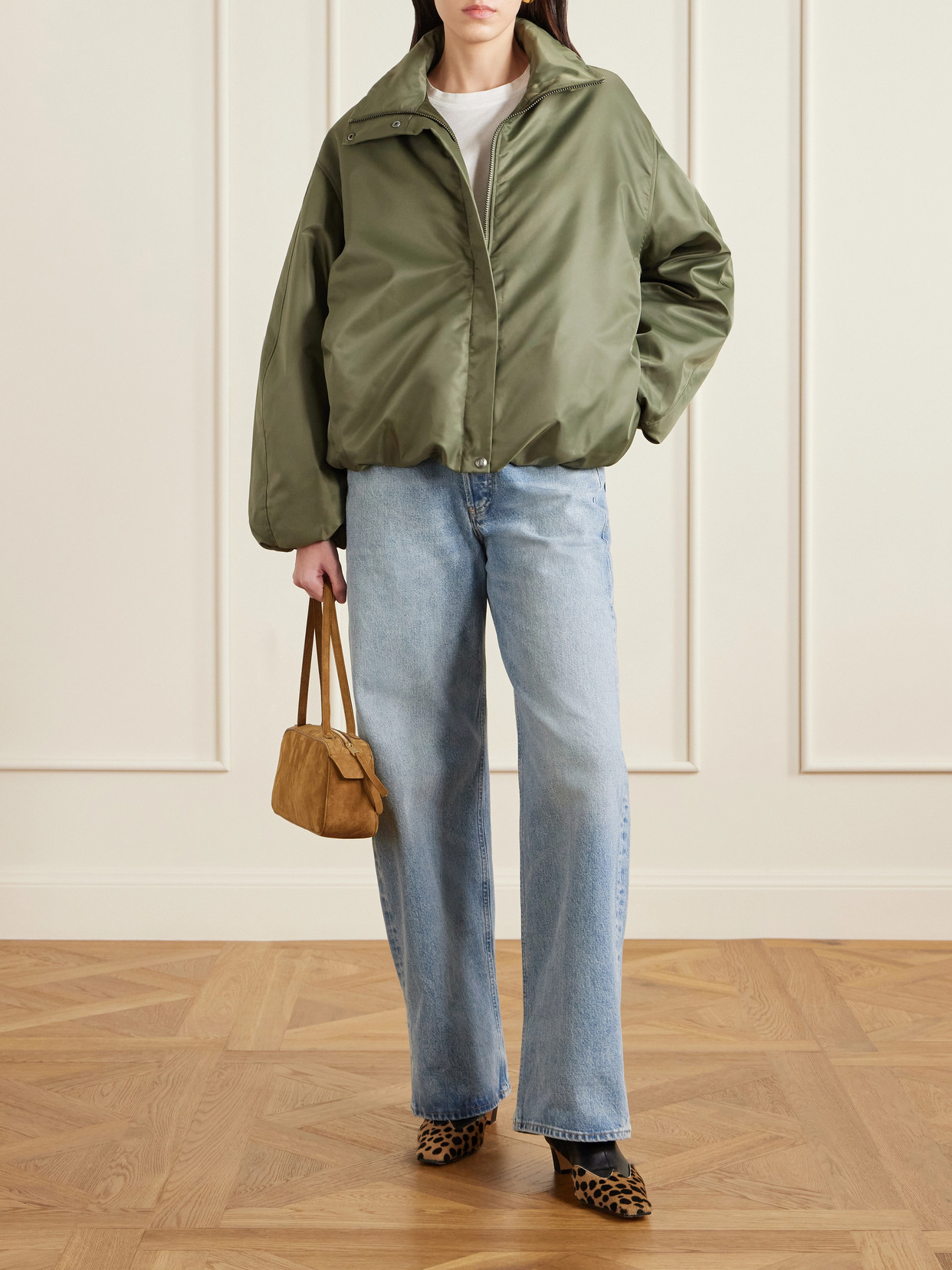 Anine Bing Cyrus Shell Bomber Jacket In Green