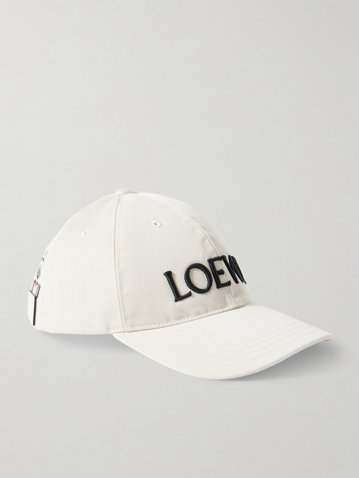Loewe + Louis Wain Leather-trimmed Embroidered Cotton-canvas Baseball Cap In White