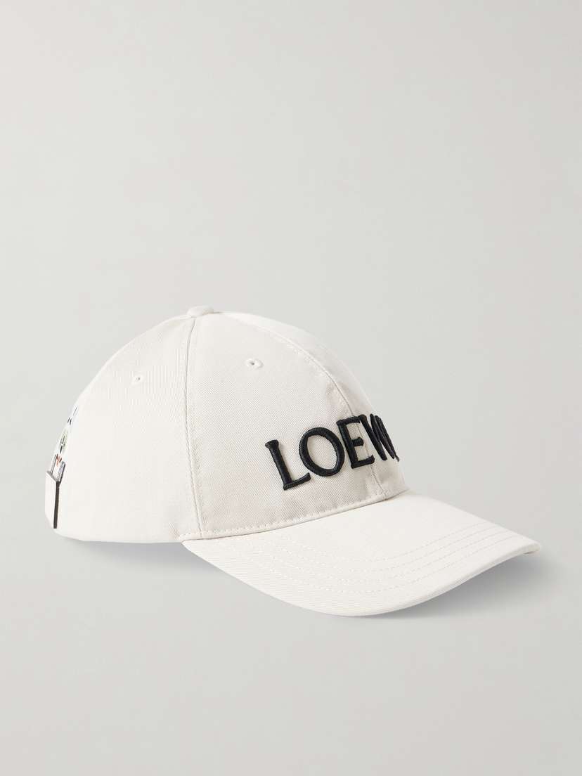 Loewe + Louis Wain Leather-trimmed Embroidered Cotton-canvas Baseball Cap