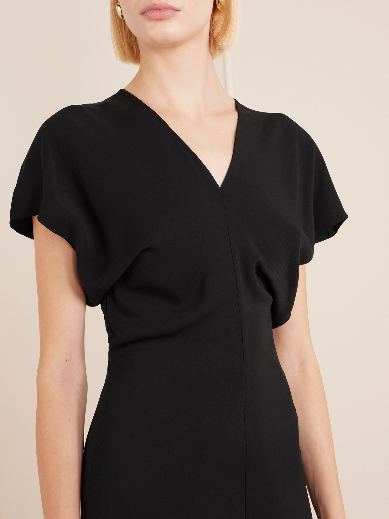 Anine Bing Zadig Gathered Crepe Midi Dress In Black