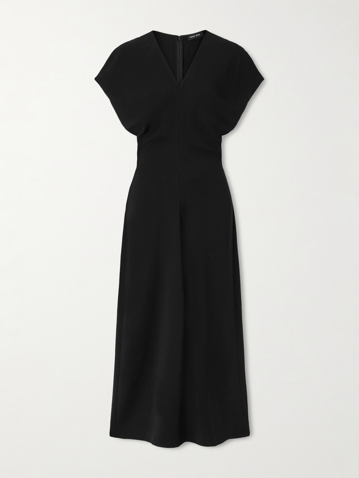 Anine Bing Zadig Gathered Crepe Midi Dress In Black