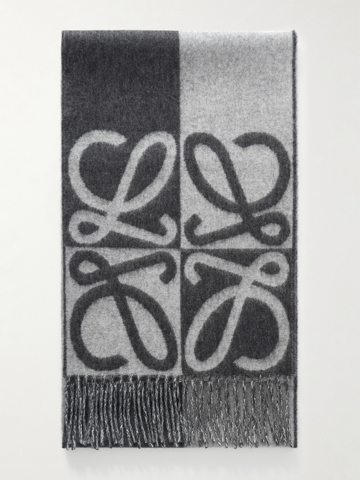 Loewe Fringed Wool And Cashmere-blend Jacquard Scarf In Multi