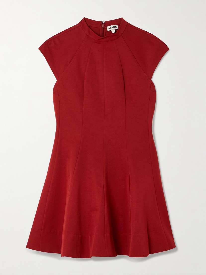 Staud Ellie Paneled Cotton-blend Faille Mini Dress