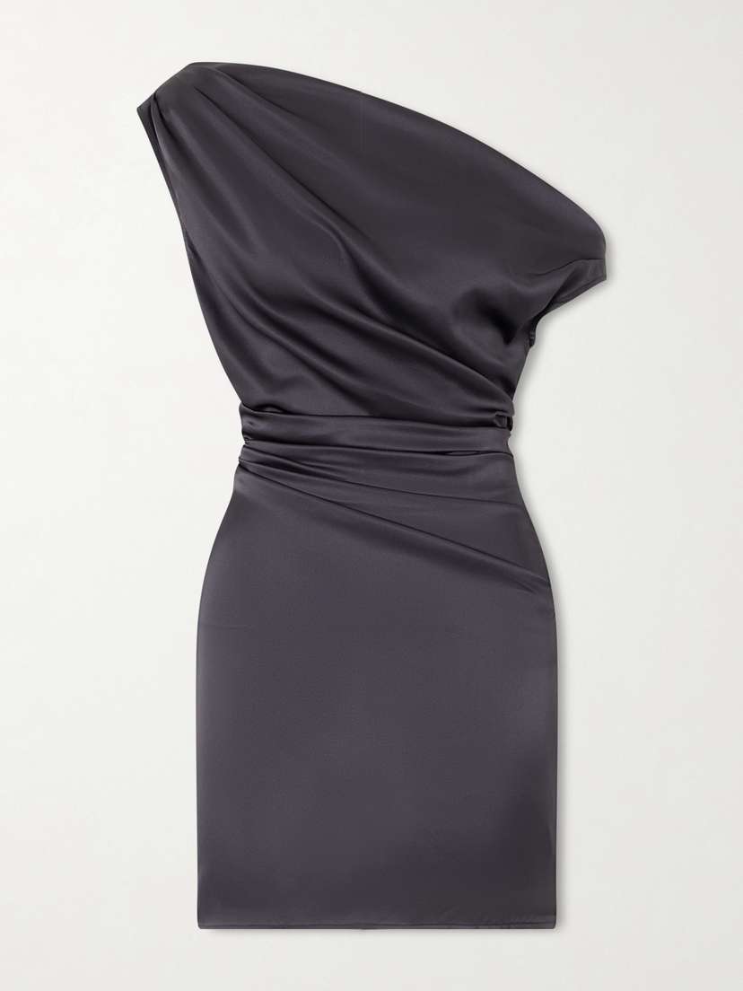 Staud Phare Draped Silk-blend Satin Mini Dress