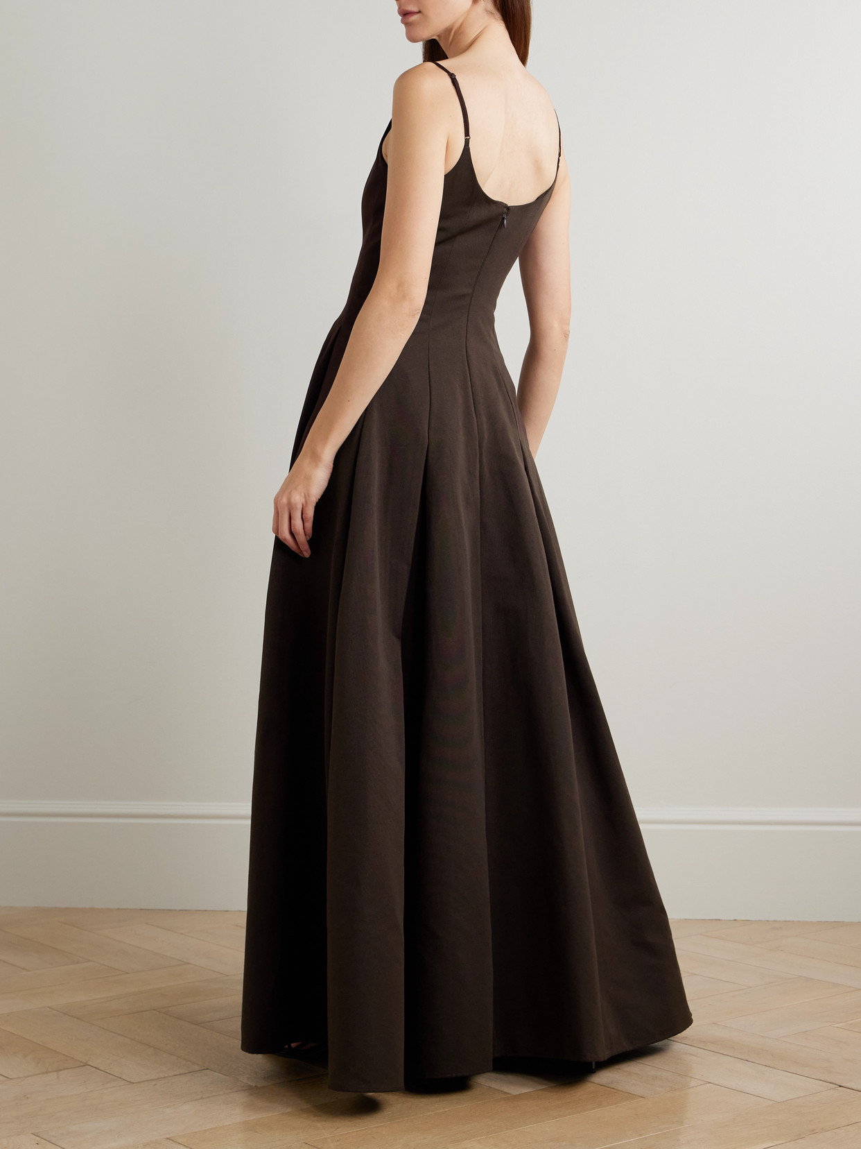 Staud Joy Cotton-blend Faille Maxi Dress In Black