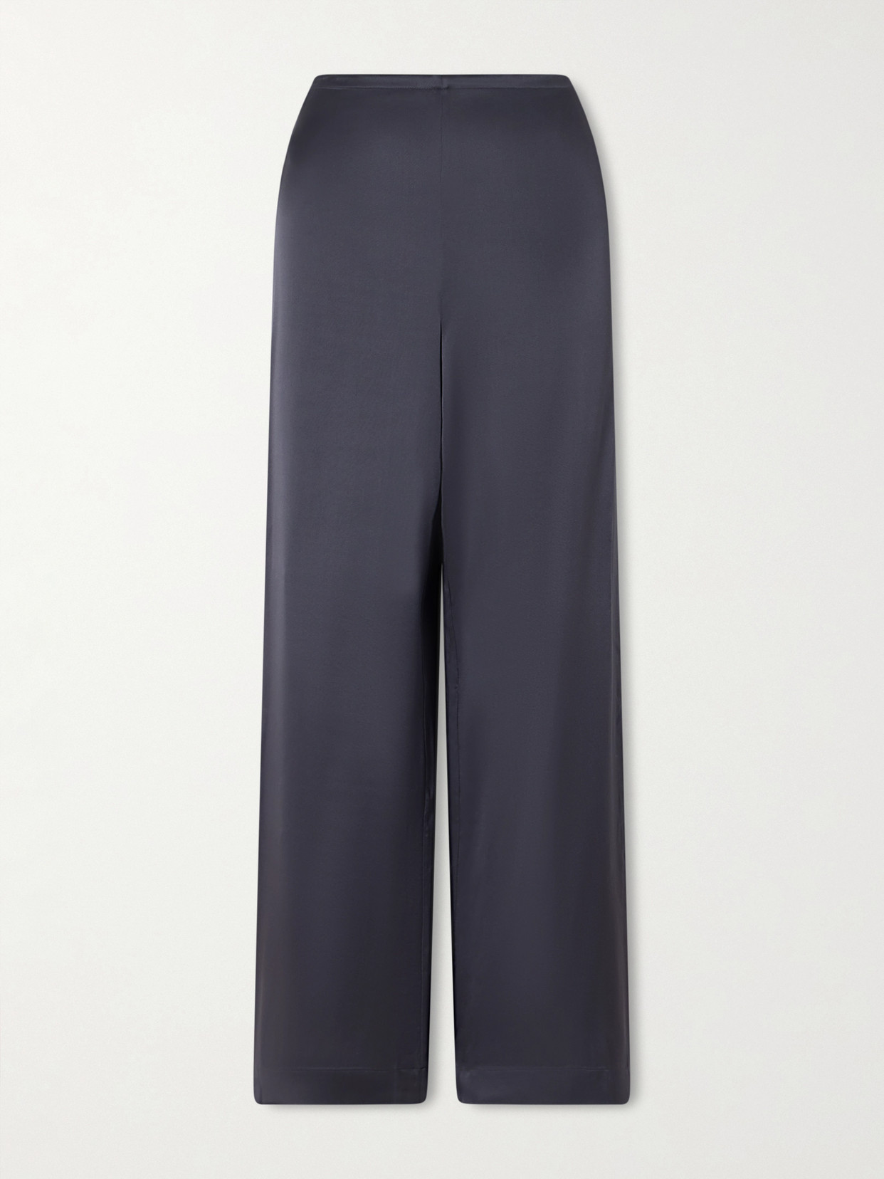 Staud Stroll Silk-blend Satin Wide-leg Pants In Blue