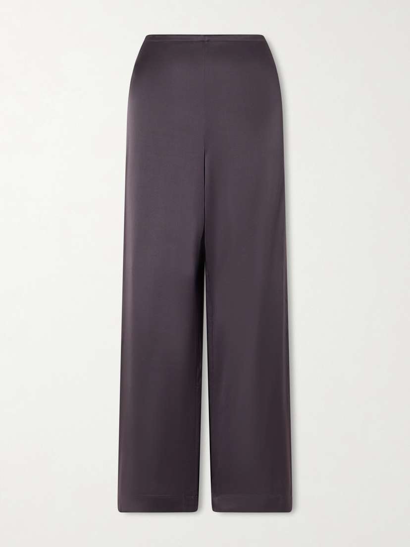 Staud Stroll Silk-blend Satin Wide-leg Pants