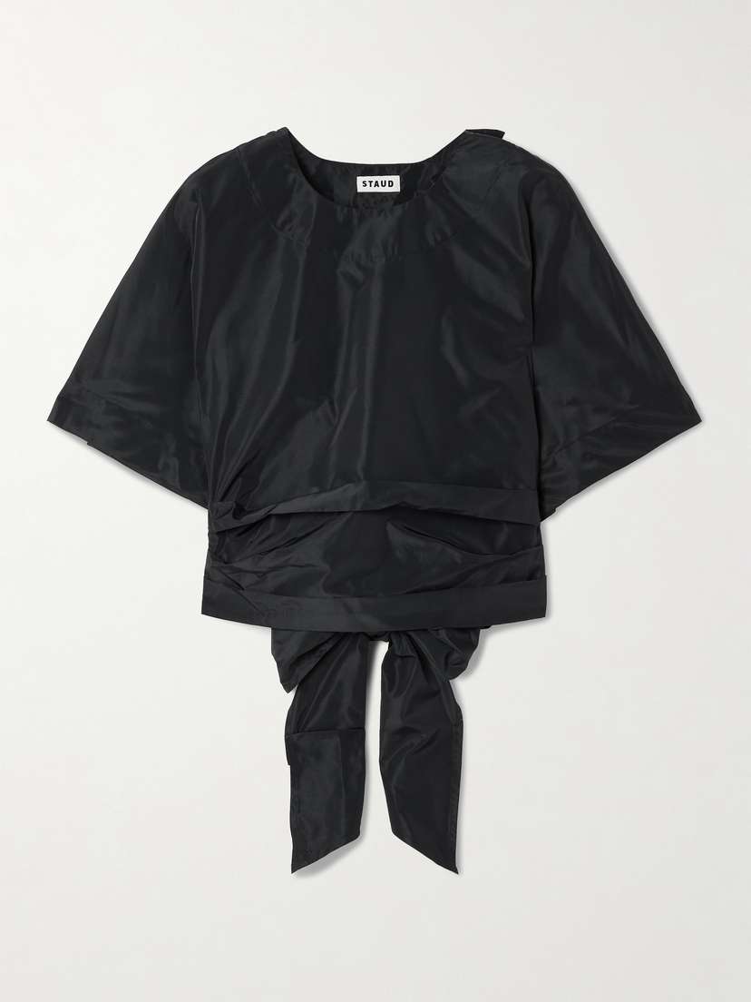 Staud Michelina Tie-detailed Taffeta Top