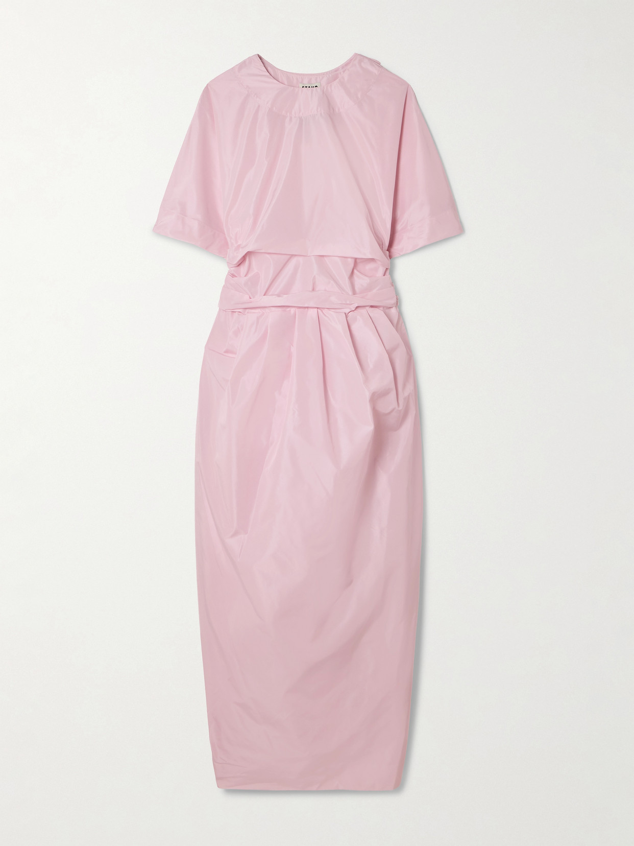 Staud Michelina Tie-detailed Taffeta Midi Dress In Pink