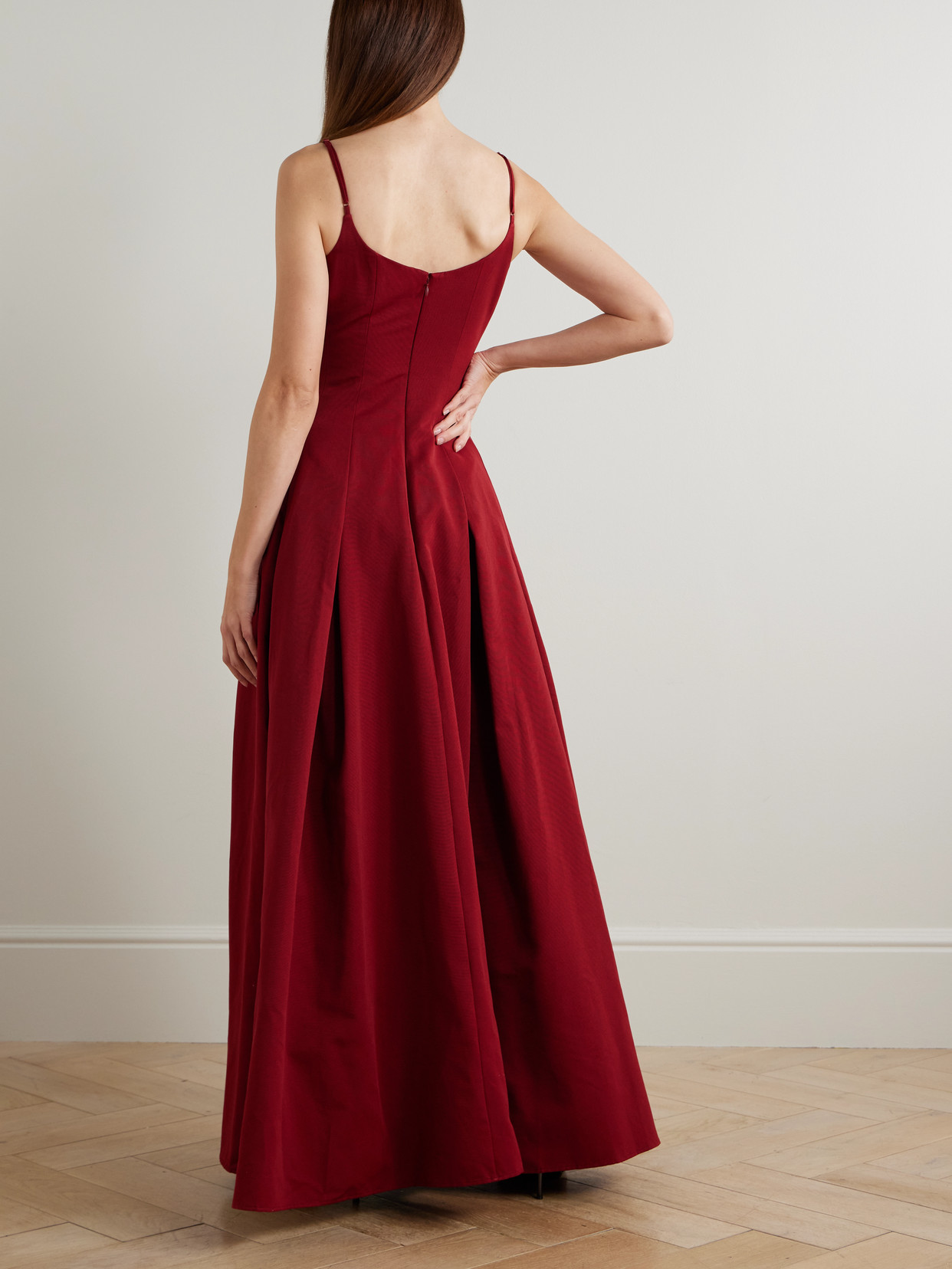 Staud Joy Cotton-blend Faille Maxi Dress In Red