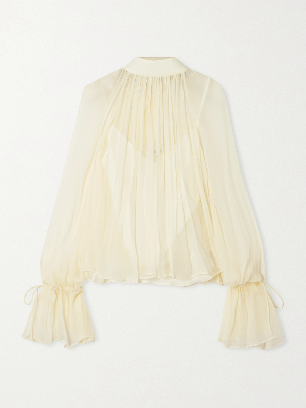 Staud Roux Gathered Chiffon Blouse In Neutral