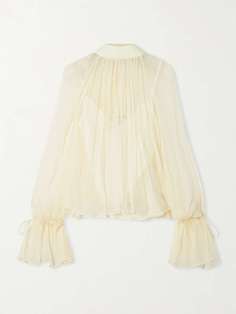 Staud Roux Gathered Chiffon Blouse