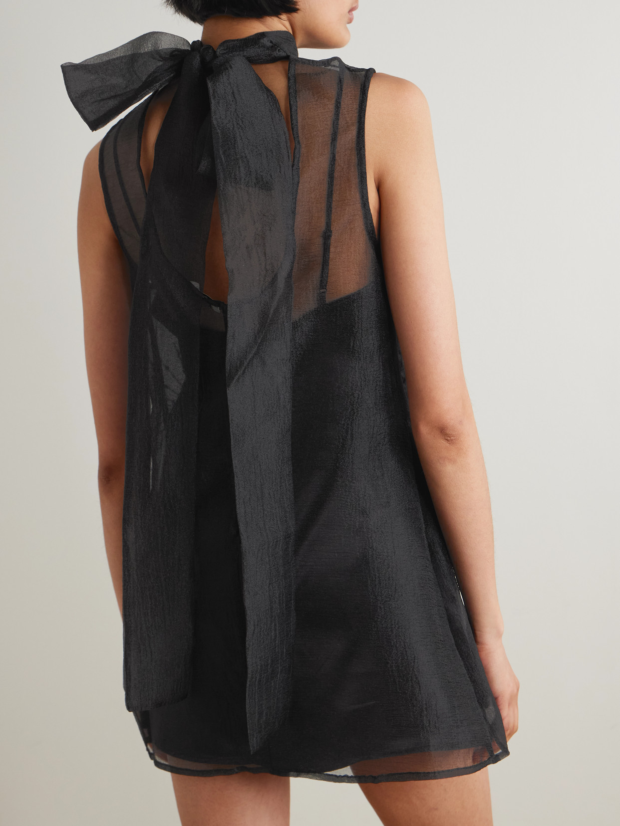 Staud Albee Embellished Organza Mini Dress In Gray