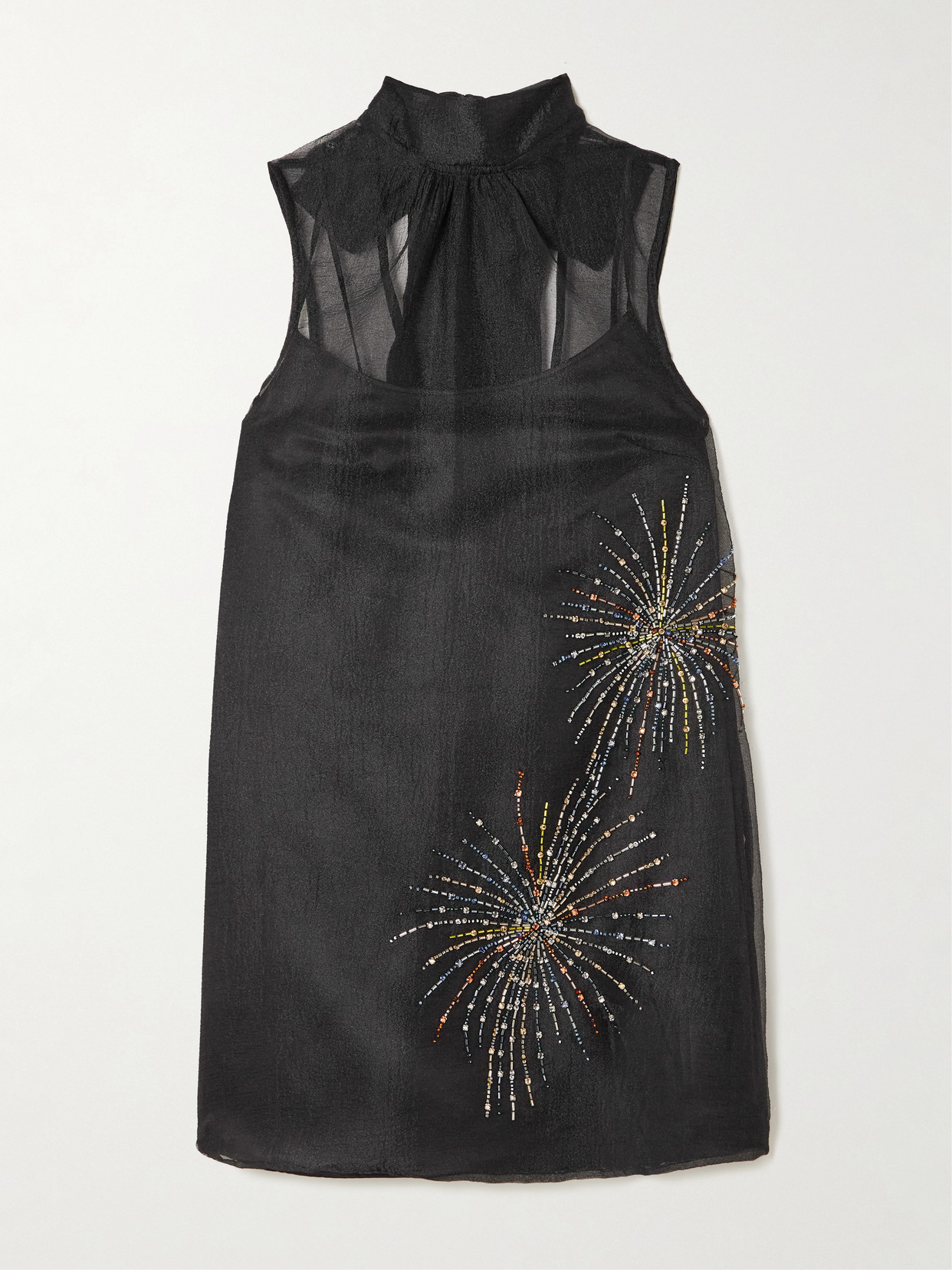 Staud Albee Embellished Organza Mini Dress In Gray