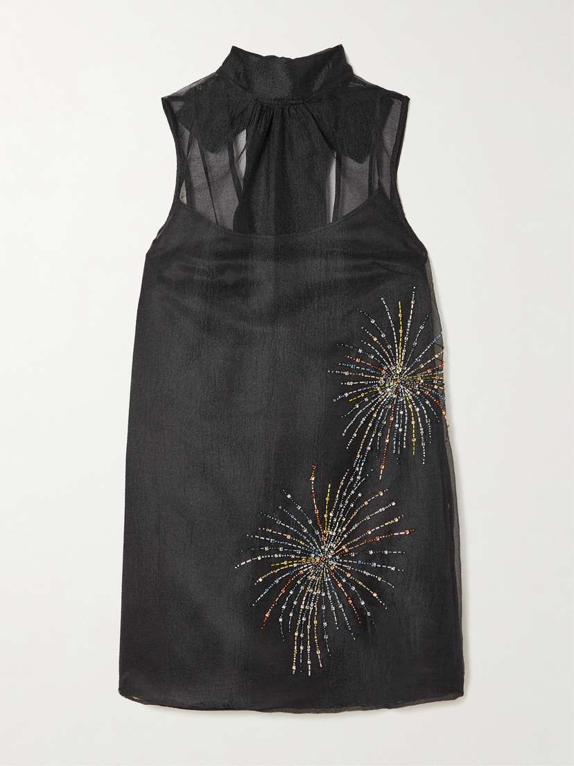 Staud Albee Embellished Organza Mini Dress