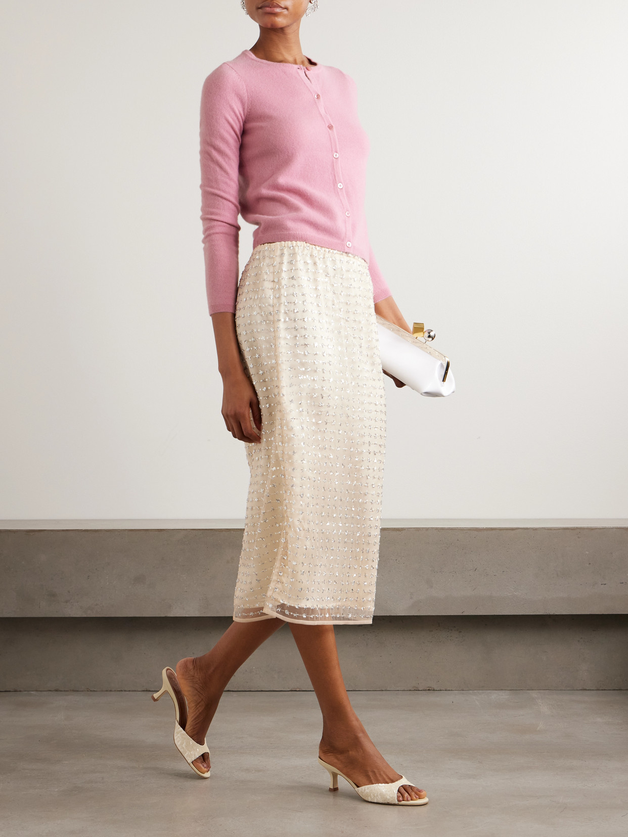 Staud Midnight Cashmere Cardigan In Pink