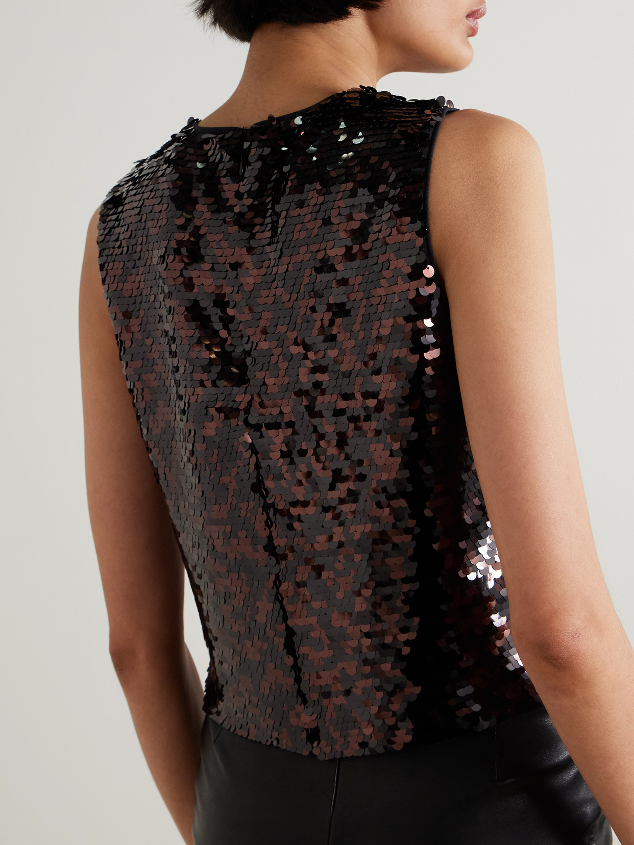 Staud Sequined Top In Brown