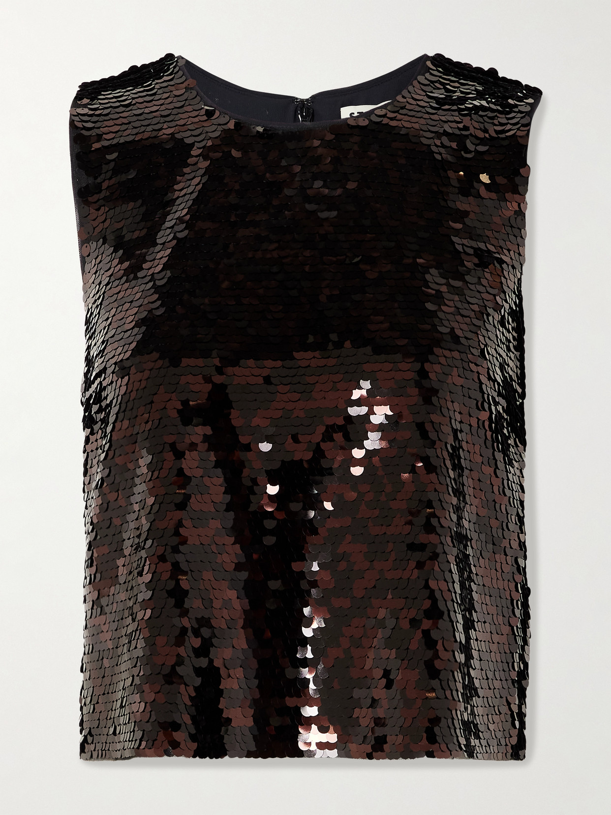 STAUD - Seraphina Sequined Tulle Top - Black