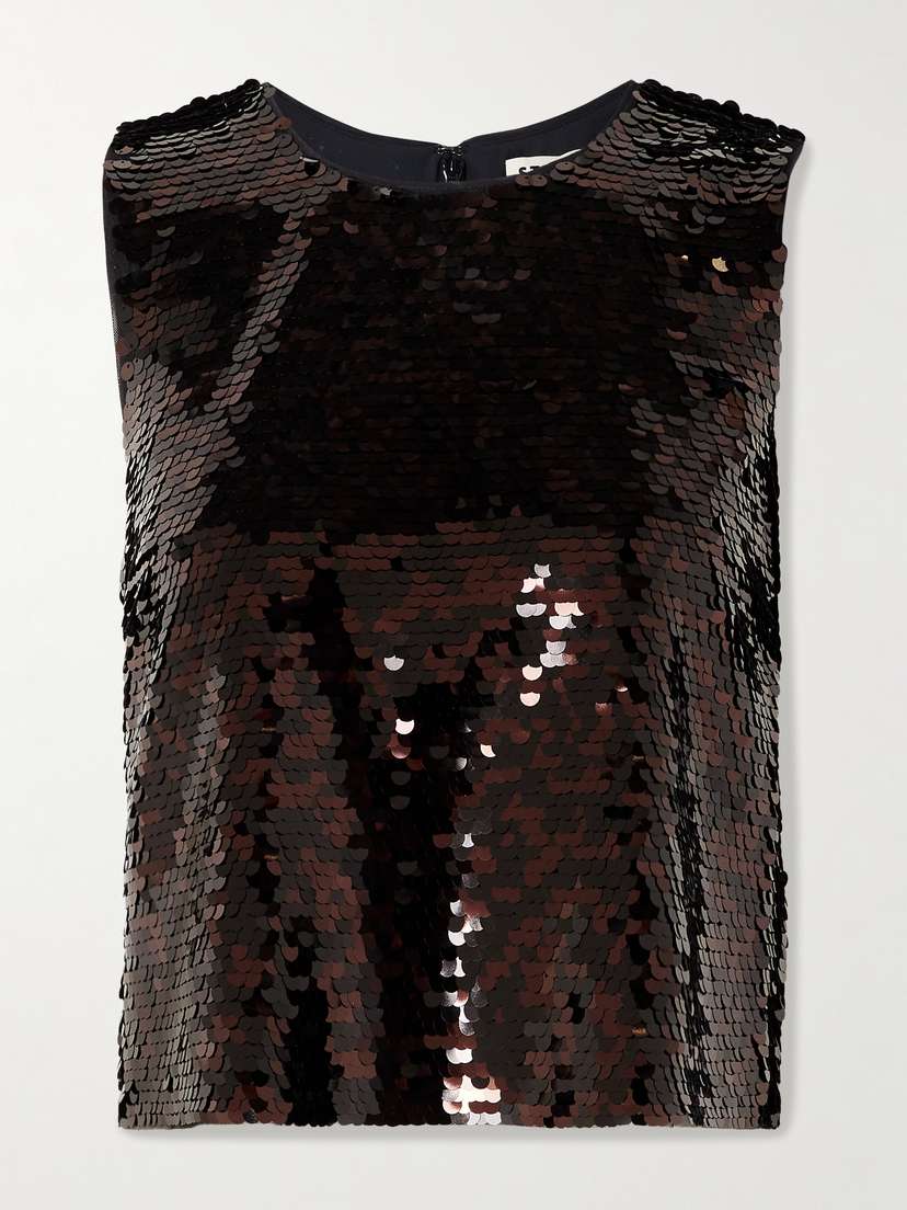 Staud Seraphina Sequined Tulle Top
