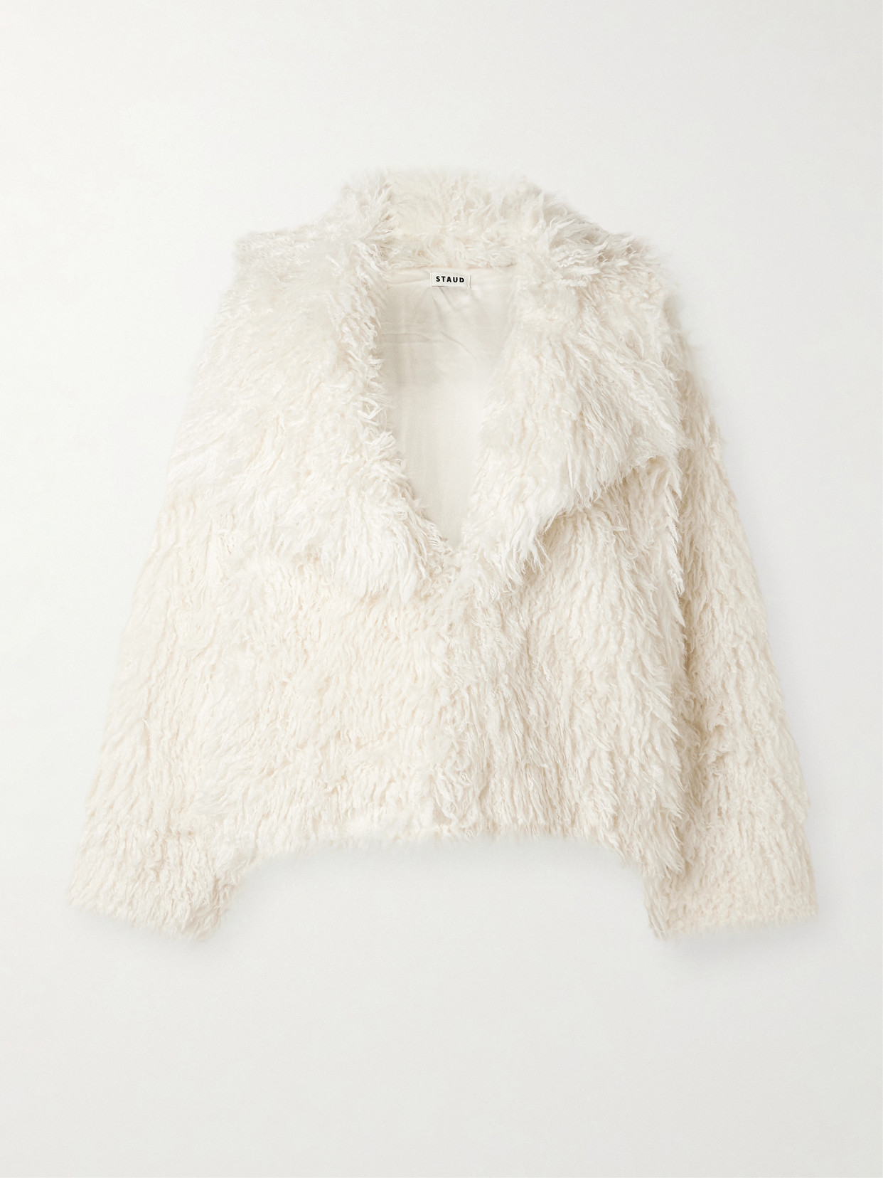 Staud Soprano Oversized Plush Jacket In White