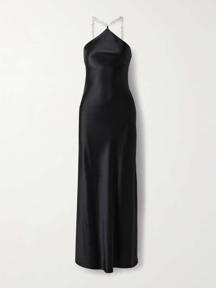 Staud Cadence Faux Pearl-embellished Satin Maxi Dress