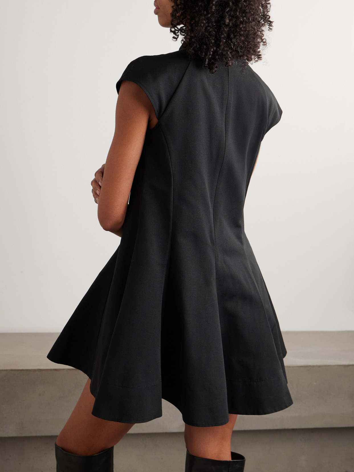 Staud Ellie Paneled Cotton-blend Faille Mini Dress In Black