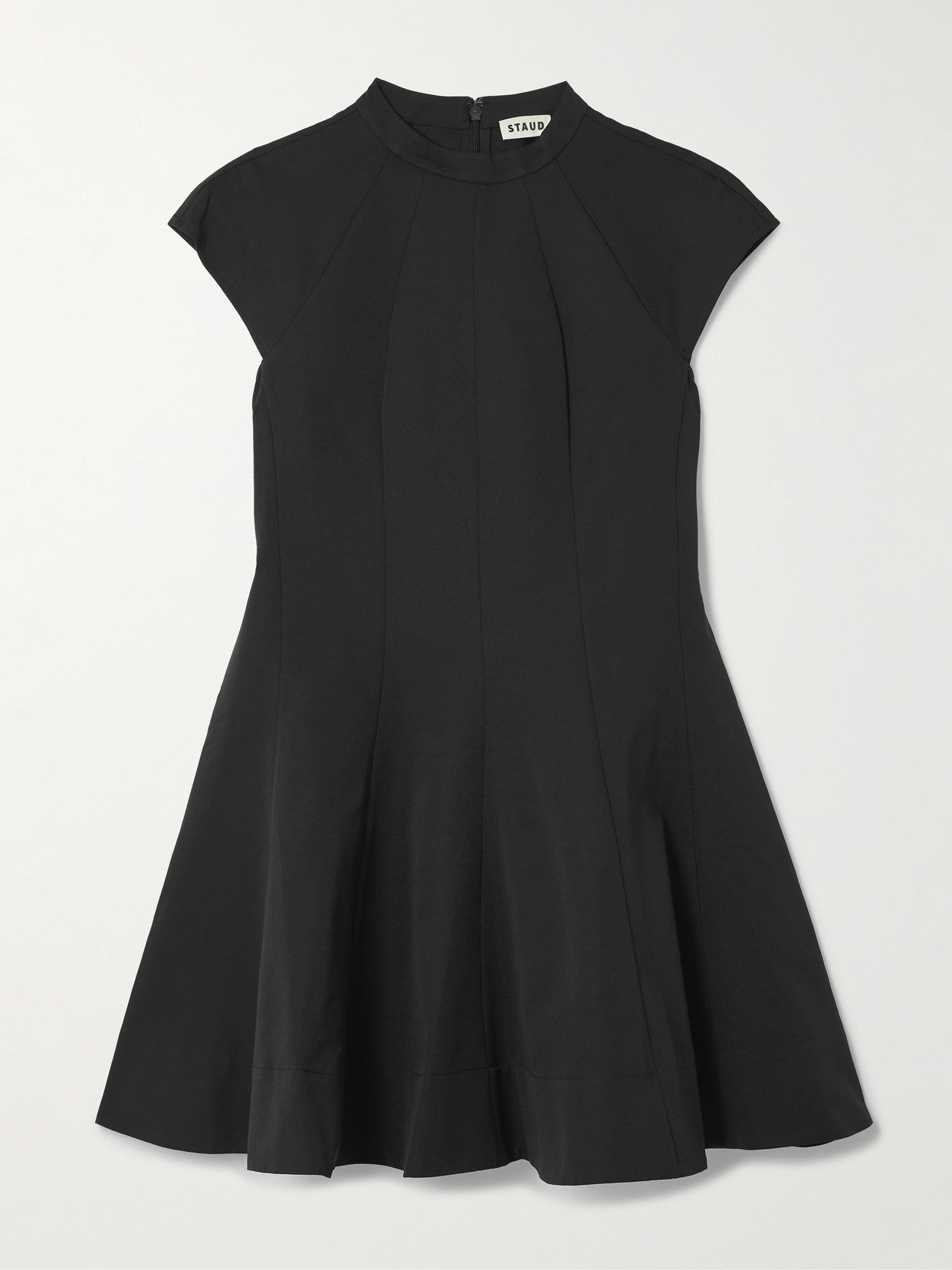 Staud Ellie Paneled Cotton-blend Faille Mini Dress In Black