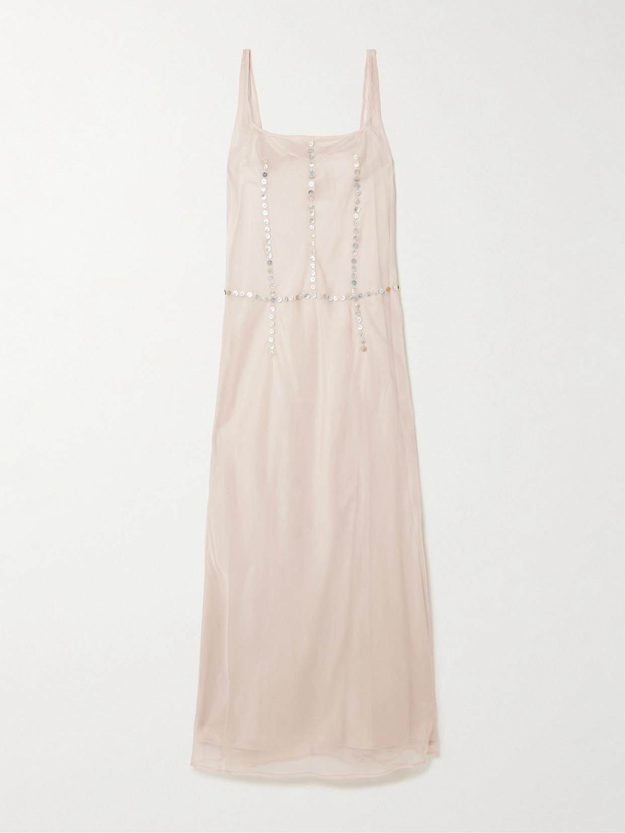 Staud Greta Button-embellished Silk-organza Maxi Dress In White