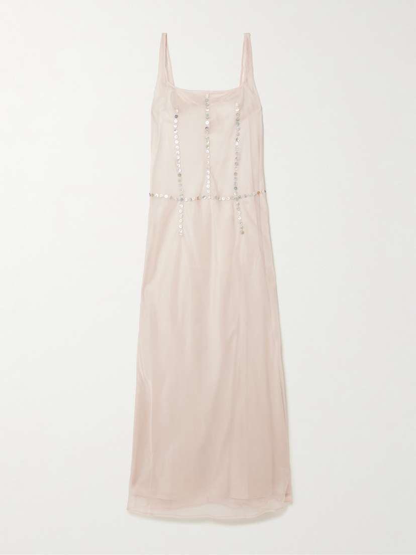 Staud Greta Button-embellished Silk-organza Maxi Dress