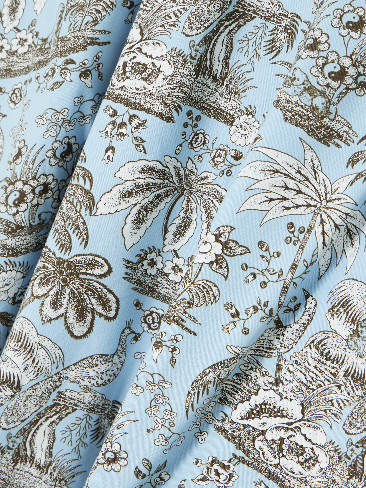 Staud Axel Printed Cotton-blend Midi Skirt In Blue