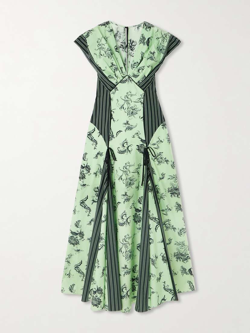 Rosie Assoulin Push Me To The Edge Paneled Printed Cotton-poplin Maxi Dress