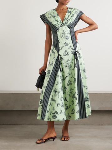 Rosie Assoulin - Port City off-the-shoulder pleated striped cotton-canvas  maxi dress | Plush