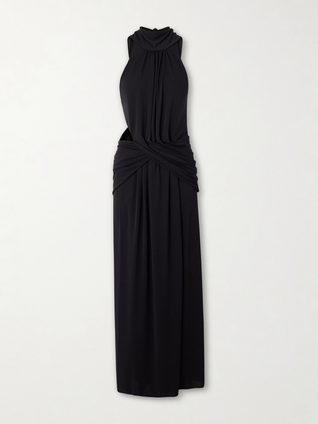 Johanna Ortiz Draped Stretch-jersey Maxi Dress In Black