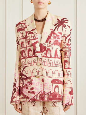 Johanna Ortiz Rock The Plan printed linen blazer