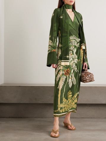 Johanna Ortiz Eternity belted printed silk crepe de chine maxi dress