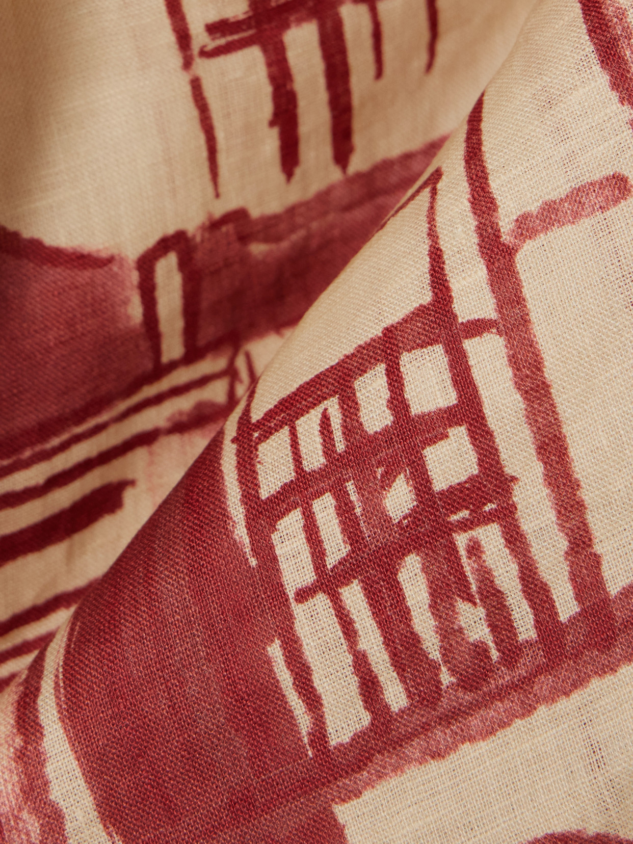 The Root Leather-Trimmed Printed Linen Halterneck Top