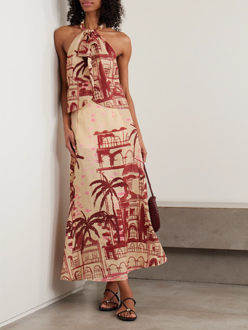 Johanna Ortiz Steps of Joy printed linen midi skirt